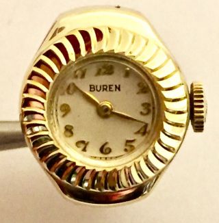 Ring Watch With Case And Vintage 17 Jewel Buren Swiss Watch Movement
