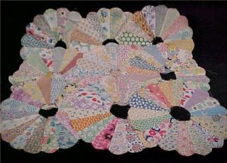 9 Vintage Antique Quilt Blocks Cotton Fabric C1920 Dresden Plate Hand Pieced