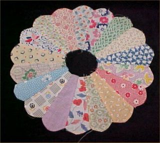 9 Vintage Antique Quilt Blocks Cotton Fabric c1920 Dresden Plate Hand Pieced 4