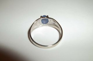 10k White Gold Blue Star Sapphire Ring Mens size 8 1/2 Lindy Linde Vintage 10