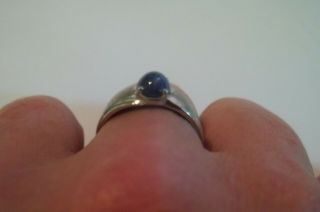 10k White Gold Blue Star Sapphire Ring Mens size 8 1/2 Lindy Linde Vintage 4
