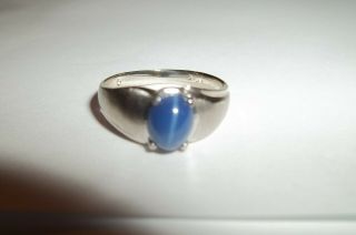 10k White Gold Blue Star Sapphire Ring Mens size 8 1/2 Lindy Linde Vintage 5