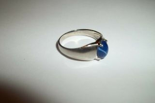 10k White Gold Blue Star Sapphire Ring Mens size 8 1/2 Lindy Linde Vintage 8