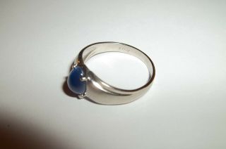 10k White Gold Blue Star Sapphire Ring Mens size 8 1/2 Lindy Linde Vintage 9