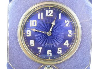 Vintage Gorham 8 Day Folding Travel Clock Pocket Watch Purple Swiss 15 Jewels