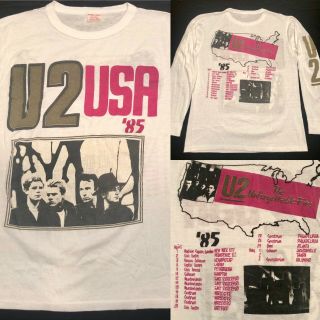 Vtg U2 Unforgettable Fire 1985 Tour Tshirt Double Sided White Long Sleeve