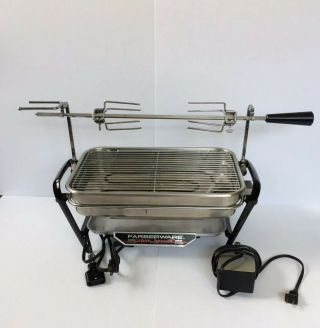 Vintage Farberware Open Hearth Broiler 450 Indoor BBQ Barbecue Rotisserie Grill 2
