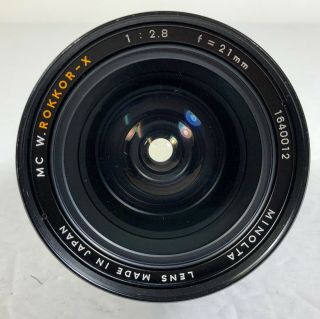(RARE) Minolta MC W.  Rokkor - X 21mm f2.  8 lens ex, 5