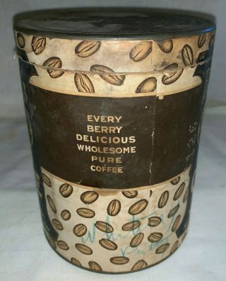 ANTIQUE BOARDMAN ' S BROWN BERRY COFFEE TIN VINTAGE HARTFORD CT CAN GROCERY STORE 4