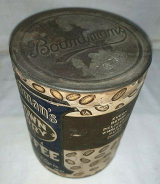 ANTIQUE BOARDMAN ' S BROWN BERRY COFFEE TIN VINTAGE HARTFORD CT CAN GROCERY STORE 5