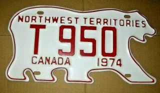 Vintage 1974 Polar Bear Shaped License Plate From Northwest Territories Canada