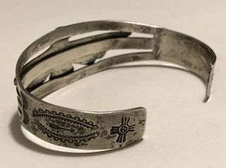 Vintage NAVAJO Stamped Sterling THUNDERBIRD Cuff Bracelet w/Arrows Happy Symbols 4