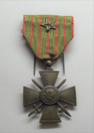 Vintage Ww I French Croix De Guerre Medal War Cross 14 - 16 With 1 Silver Star
