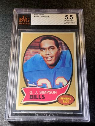 O.  J.  Simpson 1970 Topps Football 90 Vintage Rookie Rc Ex,  Bvg Bgs 5.  5 Nfl Hof