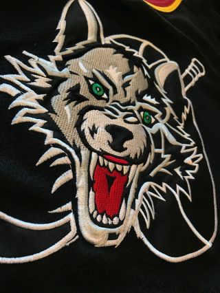 Vintage 90s BLACK Starter OFFICIAL IHL Chicago Wolves SEWN Hockey Jersey Men ' s M 3