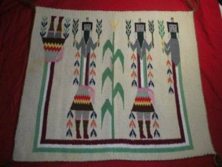 Wonderful Vintage Navajo Yei Rug / Take A Look