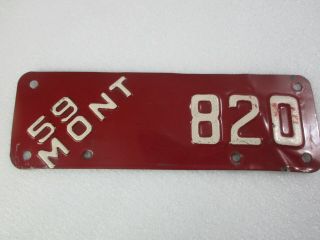 Vintage Montana License Plate Motorcycle 1959 Antique License Plate Tag
