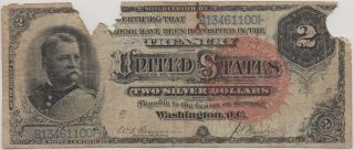 1886 $2 Large Size Silver Certificate Fr243 Rare Silver Certificate