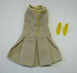 Vtg Barbie Doll Francie & Casey " Pleat Neat " 1967 Beige Corduroy Dress Shoes