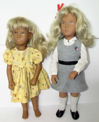 Two Blonde Sasha Dolls 16 " & Vintage Girl School Uniform Made In England