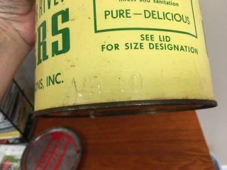 Vintage Pittman Bewdley Rappahannock River Oyster Gallon Tin Can Lancaster VA 10 7
