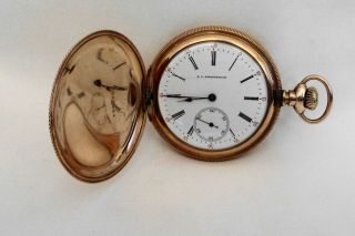 Vintage E.  L.  Rinkenbach 14k Gf Hunt Case Pocket Watch 12s Runs Needs Service