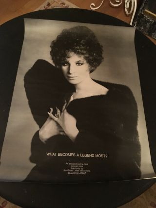 Blackglama Barbra Streisand Vintage Advertising Poster Mink Fur Coat.