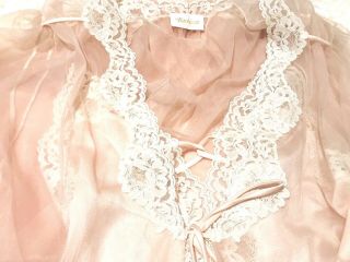 NWT Barbizon Blush Silky Satin Gown Peignoir SET Nightgown & Sheer Robe M L EXC 3