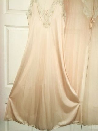 NWT Barbizon Blush Silky Satin Gown Peignoir SET Nightgown & Sheer Robe M L EXC 8