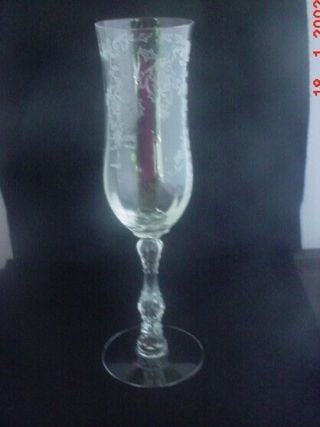 Fostoria Vintage Navarre Crystal Clear Etched Champagne Flute 8 " Tall