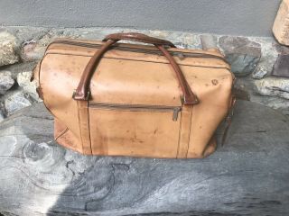 Hartmann Luggage Leather 2 Zipper Carry - On Overnite Duffle Bag Vintage