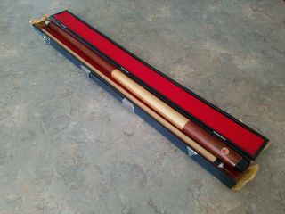 Vintage Dufferin Canada 20 oz 2 Piece Rare red Leaf Pool Stick Cue with case 7