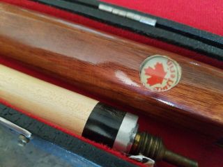 Vintage Dufferin Canada 20 oz 2 Piece Rare red Leaf Pool Stick Cue with case 8
