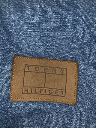 Vtg Tommy Hilfiger Distressed Denim Blue Jean Comforter Quilt Twin 64 " X84 "