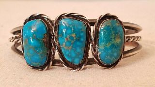 Vintage Old Pawn Navajo Silver Royston Turquoise Bracelet Signed Hp?