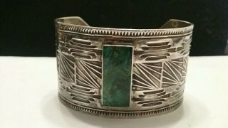 Vintage Navajo Sterling Silver Cuff Bracelet Signed 75 Grams