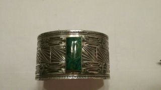 Vintage Navajo sterling silver cuff bracelet signed 75 grams 2