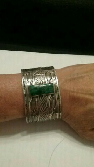 Vintage Navajo sterling silver cuff bracelet signed 75 grams 5