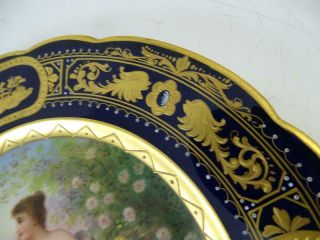 Antique Porcelain Hand Painted Royal Vienna Austria Plate Dish Gold 8.  75 