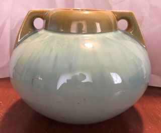 Vintage Fulper Pottery Turquoise Olive High Gloss Glaze Vase