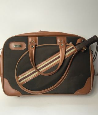 Vintage Montini Navy Striped Tennis Racket Shoulder Messenger Bag Retro 70s