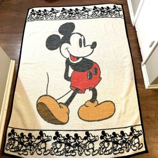 Mickey Mouse Beiderlack Blanket Throw 60” X 75 " Walt Disney Co.  Vintage Red