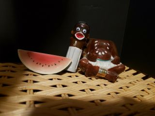 Vintage Black Americana Watermelon Nodder Salt and Pepper Shaker Set 4