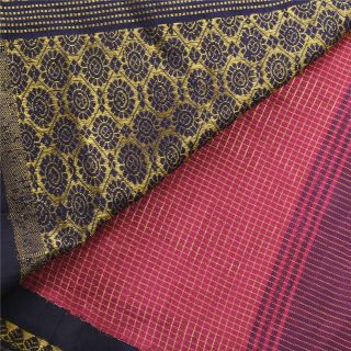 Sanskriti Vintage Pink Heavy Saree Pure Silk Brocade Woven Craft 5Yd Fabric Sari 6