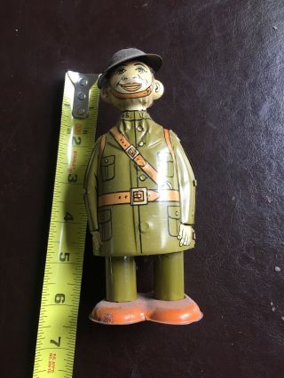 Vintage Windup Tin Toy Rare Us Army Soldier,  Marx.  Wind Up Gears Slip.