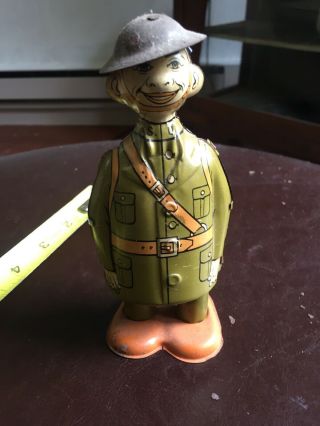 Vintage Windup Tin Toy Rare US Army Soldier,  Marx.  Wind Up Gears Slip. 3