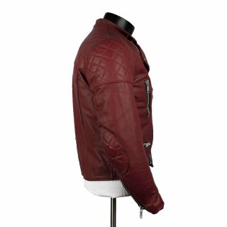 Vintage WOLF leather motorcycle jacket Burgundy M 42 cafe racer punk rock 3