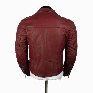 Vintage WOLF leather motorcycle jacket Burgundy M 42 cafe racer punk rock 4