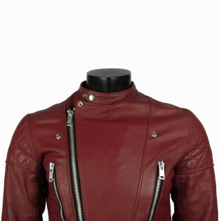 Vintage WOLF leather motorcycle jacket Burgundy M 42 cafe racer punk rock 5