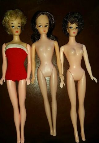 3 Vintage Barbie Clone Dolls Bubblecut,  Swirl Ponytail